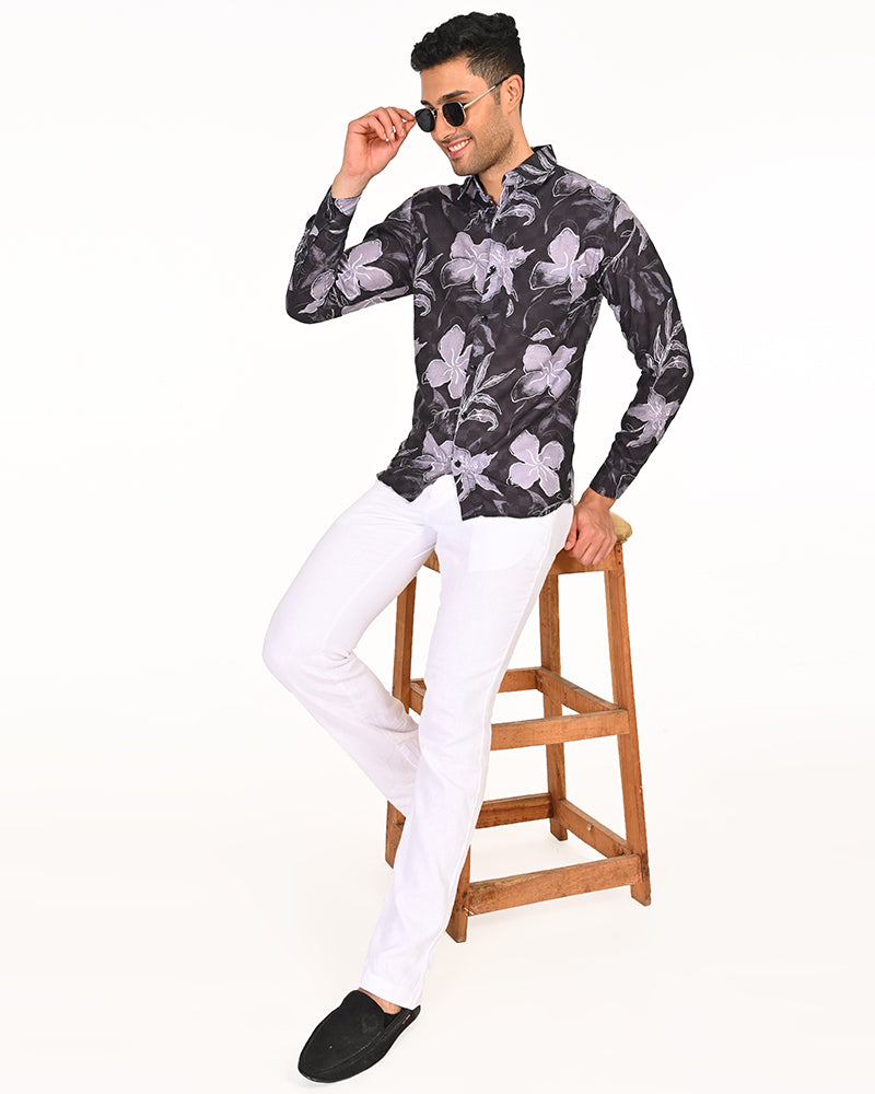 Casual Shirt Black Floral