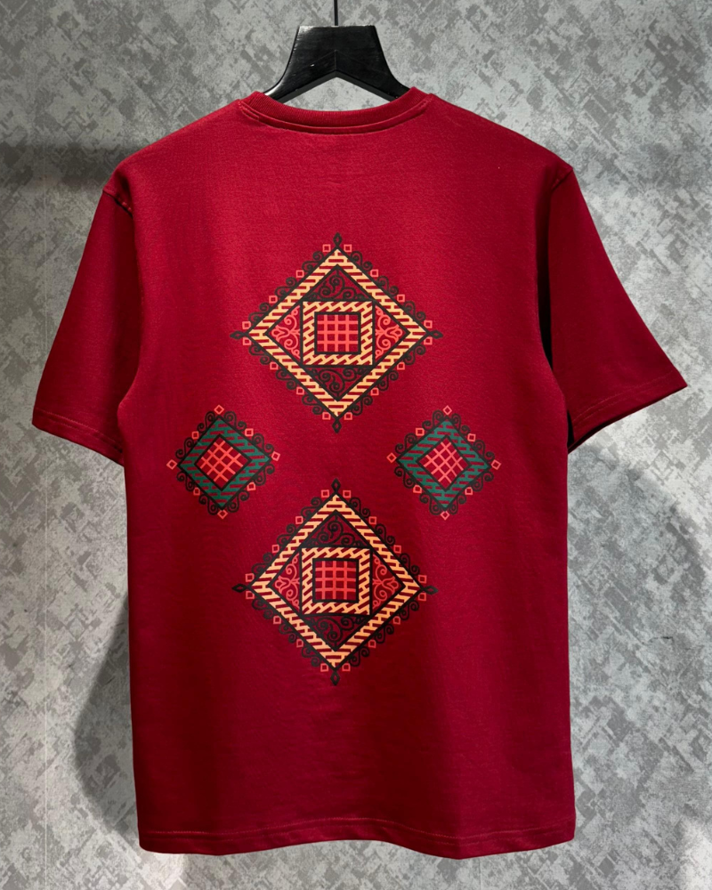 Red Square Printed Oversized T-shirt
