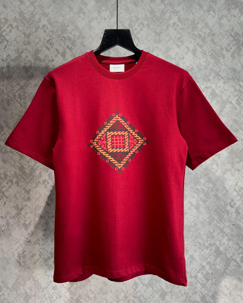 Red Square Printed Oversized T-shirt