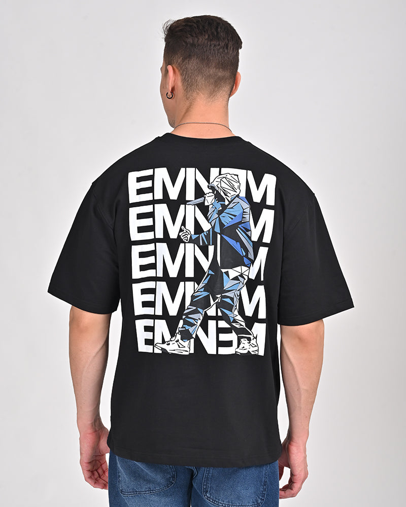 Eminem Printed Black Oversized T-shirt