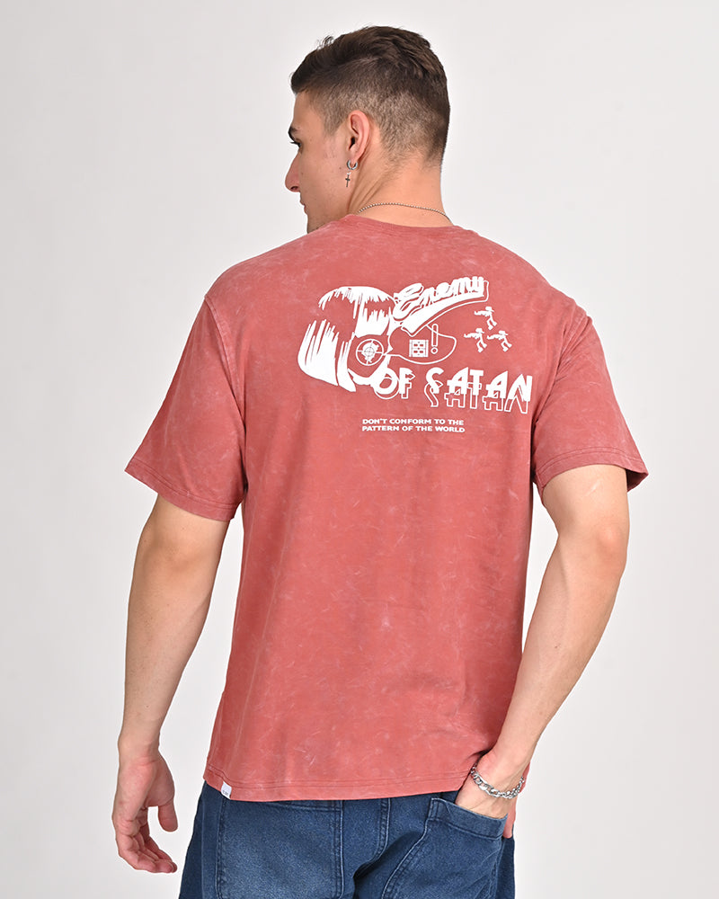 Enemy of Satan Printed Rose Gold T-shirt