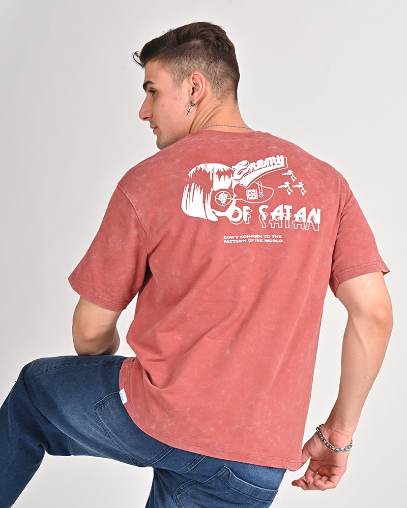 Enemy of Satan Printed Rose Gold T-shirt