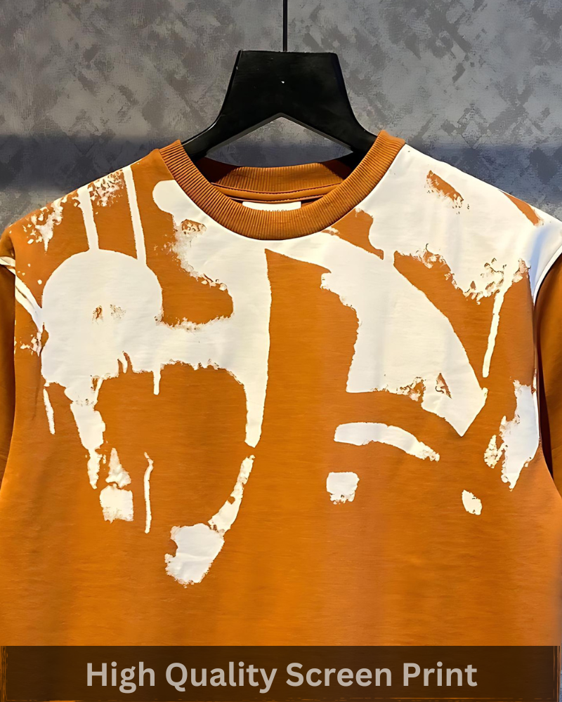 Orange Printed Oversized T-Shirt