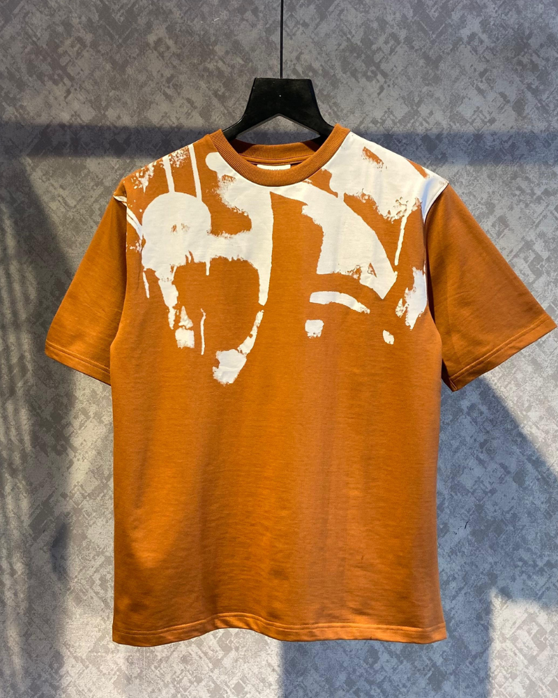 Orange Printed Oversized T-Shirt