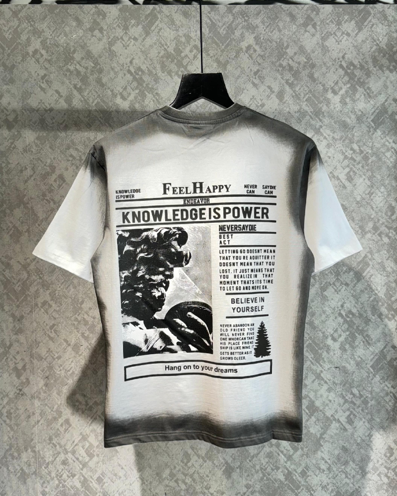 White Faded Effect Oversized T-shirt