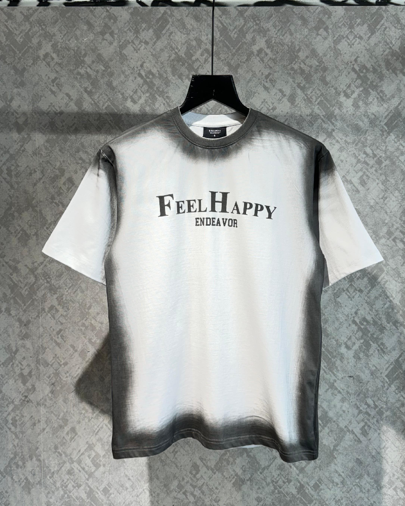 White Faded Effect Oversized T-shirt